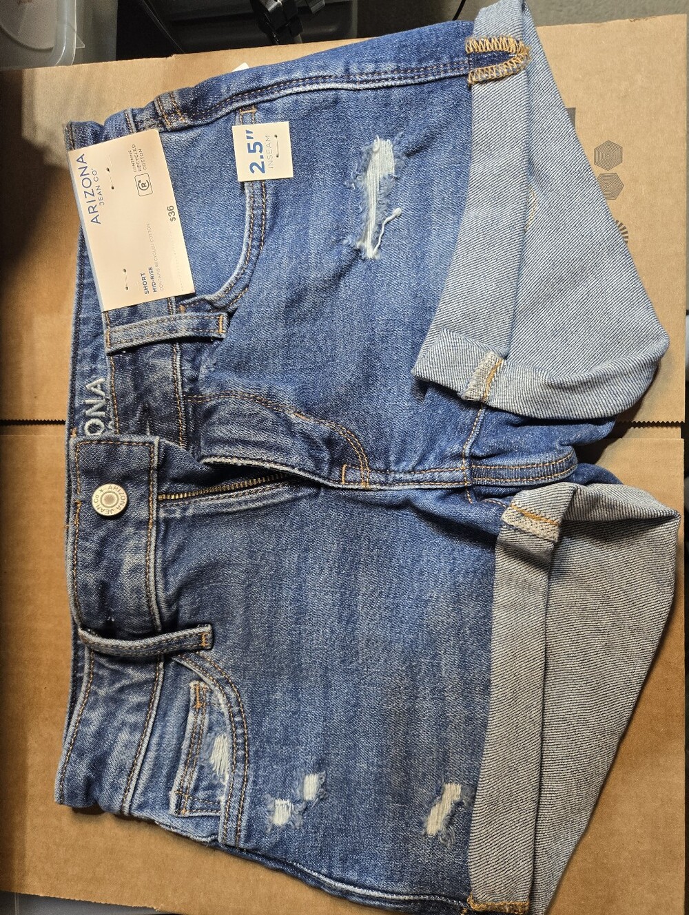 NWT Womens Junior Short Mid Rise Arizona Jean Shorts Dark Palm Size 1